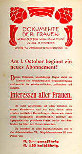 Werbeflugblatt Dokumente der Frauen