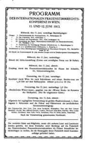 Programm zur Frauenstimmrechtskonferenz 1913