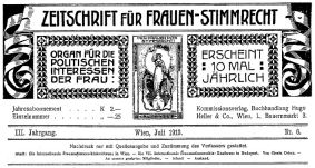 Titelblatt der Zeitschrift für Frauenstimmrecht