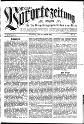Grazer Vorortezeitung: Organ für die Umgebungsgemeinden von Graz