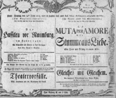 Theaterzettel (Oper und Burgtheater in Wien) 18050614 Seite: 1