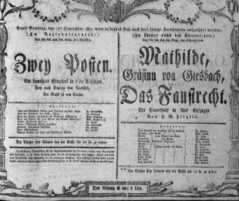 Theaterzettel (Oper und Burgtheater in Wien) 18050915 Seite: 1