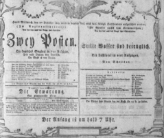 Theaterzettel (Oper und Burgtheater in Wien) 18051002 Seite: 1