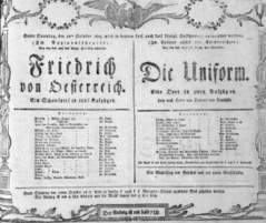 Theaterzettel (Oper und Burgtheater in Wien) 18051020 Seite: 1