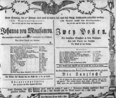 Theaterzettel (Oper und Burgtheater in Wien) 18060209 Seite: 1