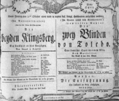 Theaterzettel (Oper und Burgtheater in Wien) 18061031 Seite: 1