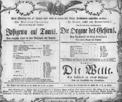 Theaterzettel (Oper und Burgtheater in Wien) 18070104 Seite: 1