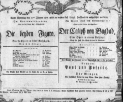 Theaterzettel (Oper und Burgtheater in Wien) 18070111 Seite: 1