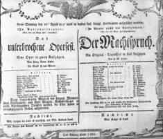 Theaterzettel (Oper und Burgtheater in Wien) 18070426 Seite: 1