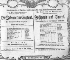 Theaterzettel (Oper und Burgtheater in Wien) 18070427 Seite: 1