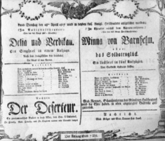 Theaterzettel (Oper und Burgtheater in Wien) 18070428 Seite: 1