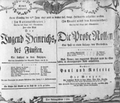 Theaterzettel (Oper und Burgtheater in Wien) 18070613 Seite: 1