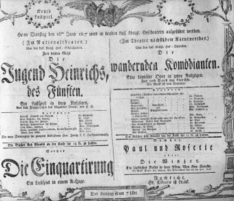 Theaterzettel (Oper und Burgtheater in Wien) 18070616 Seite: 1