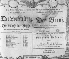 Theaterzettel (Oper und Burgtheater in Wien) 18070629 Seite: 1