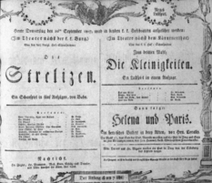 Theaterzettel (Oper und Burgtheater in Wien) 18070910 Seite: 1