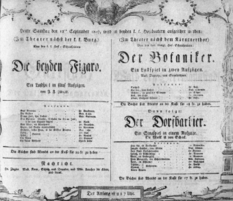 Theaterzettel (Oper und Burgtheater in Wien) 18070912 Seite: 1