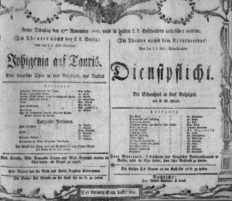 Theaterzettel (Oper und Burgtheater in Wien) 18071117 Seite: 1