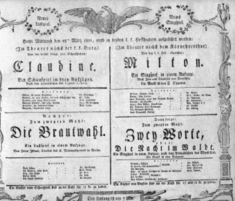 Theaterzettel (Oper und Burgtheater in Wien) 18080323 Seite: 1