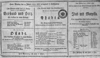 Theaterzettel (Oper und Burgtheater in Wien) 18090102 Seite: 1