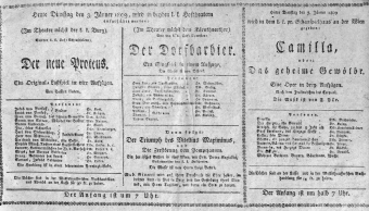 Theaterzettel (Oper und Burgtheater in Wien) 18090103 Seite: 1