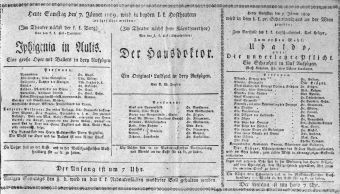 Theaterzettel (Oper und Burgtheater in Wien) 18090107 Seite: 1