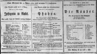 Theaterzettel (Oper und Burgtheater in Wien) 18090111 Seite: 1