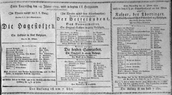 Theaterzettel (Oper und Burgtheater in Wien) 18090112 Seite: 1