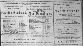 Theaterzettel (Oper und Burgtheater in Wien) 18090114 Seite: 1