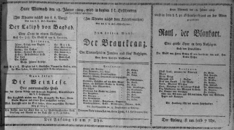 Theaterzettel (Oper und Burgtheater in Wien) 18090118 Seite: 1