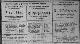 Theaterzettel (Oper und Burgtheater in Wien) 18090119 Seite: 1