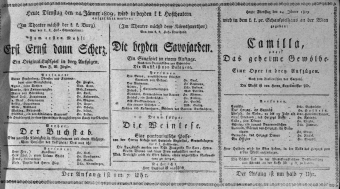 Theaterzettel (Oper und Burgtheater in Wien) 18090124 Seite: 1