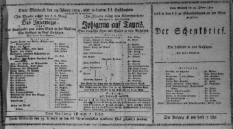 Theaterzettel (Oper und Burgtheater in Wien) 18090125 Seite: 1