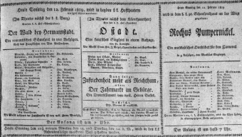 Theaterzettel (Oper und Burgtheater in Wien) 18090212 Seite: 1