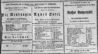 Theaterzettel (Oper und Burgtheater in Wien) 18090216 Seite: 1