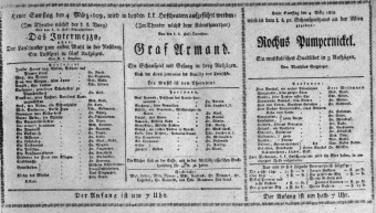 Theaterzettel (Oper und Burgtheater in Wien) 18090304 Seite: 1