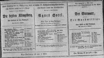 Theaterzettel (Oper und Burgtheater in Wien) 18090317 Seite: 1