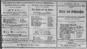 Theaterzettel (Oper und Burgtheater in Wien) 18090407 Seite: 1