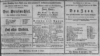 Theaterzettel (Oper und Burgtheater in Wien) 18090408 Seite: 1