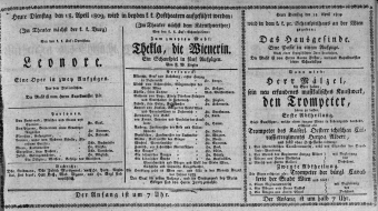 Theaterzettel (Oper und Burgtheater in Wien) 18090418 Seite: 1