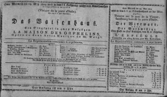 Theaterzettel (Oper und Burgtheater in Wien) 18090524 Seite: 1