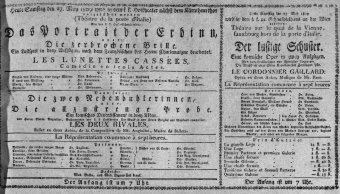 Theaterzettel (Oper und Burgtheater in Wien) 18090527 Seite: 1