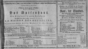Theaterzettel (Oper und Burgtheater in Wien) 18090608 Seite: 1