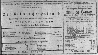 Theaterzettel (Oper und Burgtheater in Wien) 18090613 Seite: 1