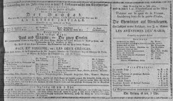 Theaterzettel (Oper und Burgtheater in Wien) 18090720 Seite: 1