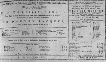 Theaterzettel (Oper und Burgtheater in Wien) 18090721 Seite: 1