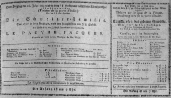 Theaterzettel (Oper und Burgtheater in Wien) 18090728 Seite: 1