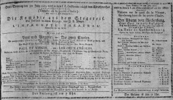 Theaterzettel (Oper und Burgtheater in Wien) 18090730 Seite: 1