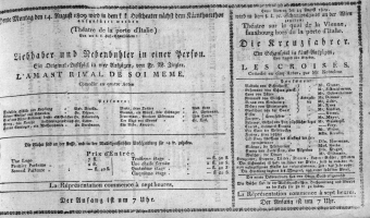 Theaterzettel (Oper und Burgtheater in Wien) 18090814 Seite: 1