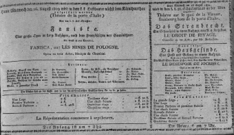 Theaterzettel (Oper und Burgtheater in Wien) 18090816 Seite: 1