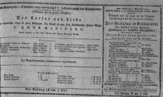 Theaterzettel (Oper und Burgtheater in Wien) 18090901 Seite: 1
